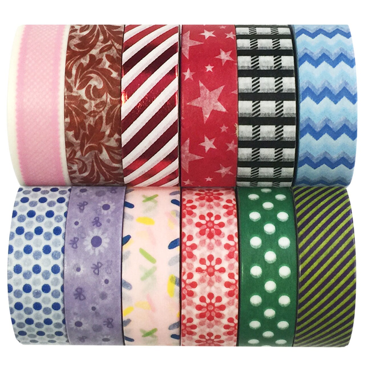 Wrapables Washi Tapes Decorative Masking Tapes, Set of 12, ADSET26